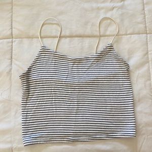 XS black and white striped crop top